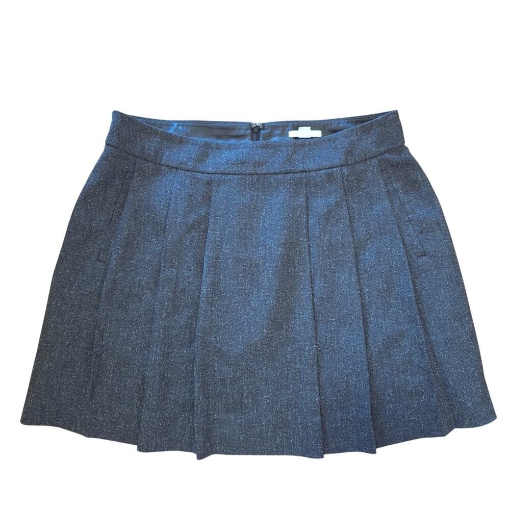 Gap Pleated Mini Skirt Gray Classic Preppy Academia Zip Up Size 8 Womens